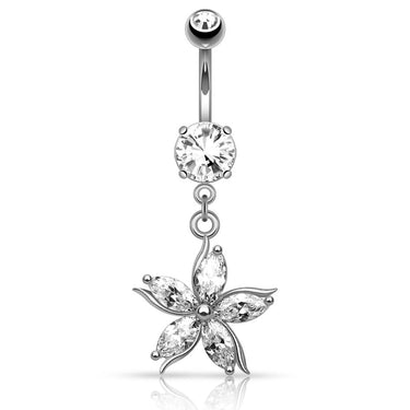 Antoinetta Daisy Petal Belly Ring - Dangling Belly Ring. Navel Rings Australia.