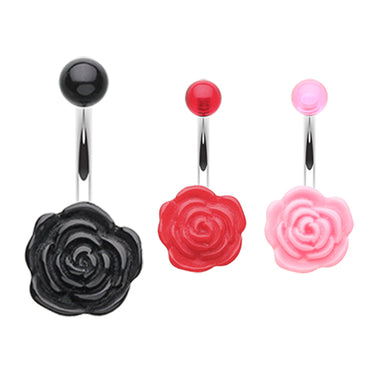 Rosette's Floral Bloom Belly Rings - Fixed (non-dangle) Belly Bar. Navel Rings Australia.