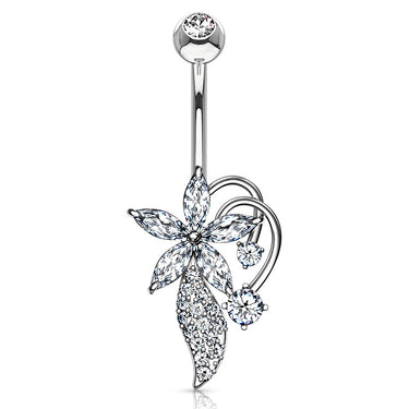 Deja Bloom Belly Ring - Fixed (non-dangle) Belly Bar. Navel Rings Australia.