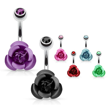 3D Metallic Rosé Belly Bars - Basic Curved Barbell. Navel Rings Australia.