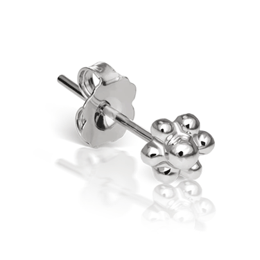 Ball Flower Stud Earring by Maria Tash in 14K White Gold. Butterfly Stud.