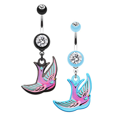 Freedom Bird Dangly Navel Bar - Dangling Belly Ring. Navel Rings Australia.