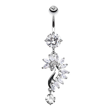 French Marquise Belly Bar - Dangling Belly Ring. Navel Rings Australia.