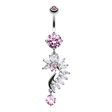 French Marquise Belly Bar - Dangling Belly Ring. Navel Rings Australia.