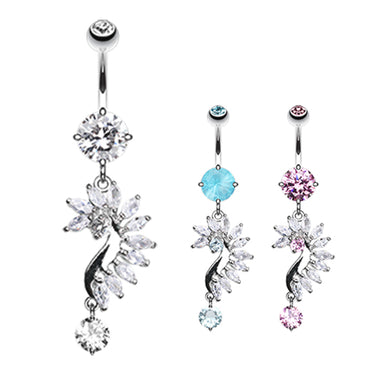 French Marquise Belly Bar - Dangling Belly Ring. Navel Rings Australia.