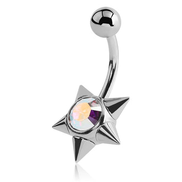 Spiked Galactic Star Belly Bar - Basic Curved Barbell. Navel Rings Australia.