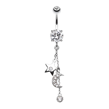 Galaxy Charmer Belly Dangle - Dangling Belly Ring. Navel Rings Australia.