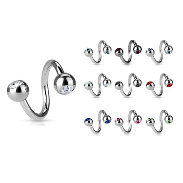 Double Gem Spiral Twister Belly Rings - Spiral Twister Twistie. Navel Rings Australia.