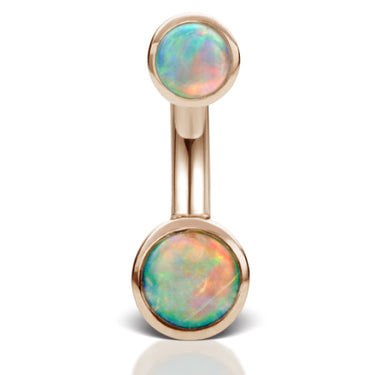 Petite Australian Opal 14K Rose Gold Belly Ring by Maria Tash - Basic Curved Barbell. Navel Rings Australia.