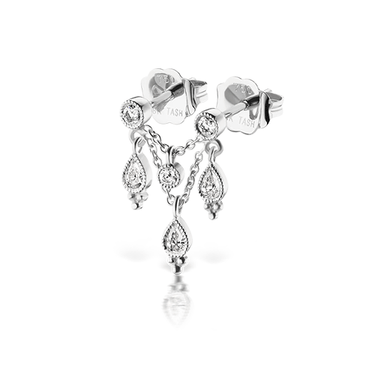 Scallop Set Round Diamond and Pear Trinity Orbital Earring by Maria Tash in White Gold