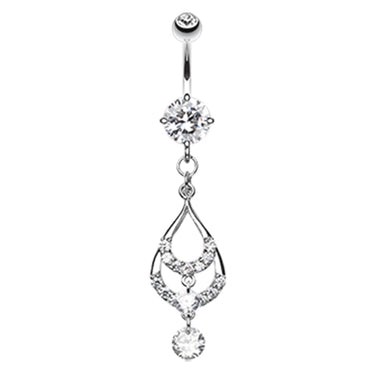 Elaborate Duo Teardrop Navel Ring - Dangling Belly Ring. Navel Rings Australia.