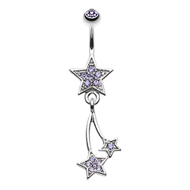 Twinkled Galaxy Star Belly Bar - Dangling Belly Ring. Navel Rings Australia.