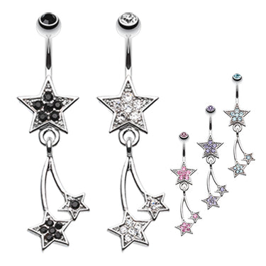 Twinkled Galaxy Star Belly Bar - Dangling Belly Ring. Navel Rings Australia.