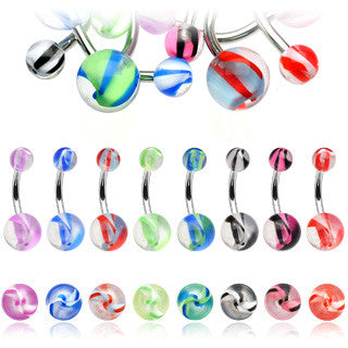 Colour Blow Out Acrylic Belly Bar - Basic Curved Barbell. Navel Rings Australia.