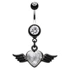 Gothic Glitter Angel Heart Navel Ring