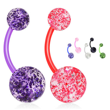 Glimmer with GLITTER UltraComfort Belly Bar - Basic Curved Barbell. Navel Rings Australia.