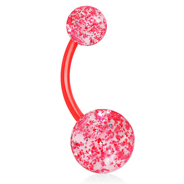 Glimmer with GLITTER UltraComfort Belly Bar - Basic Curved Barbell. Navel Rings Australia.