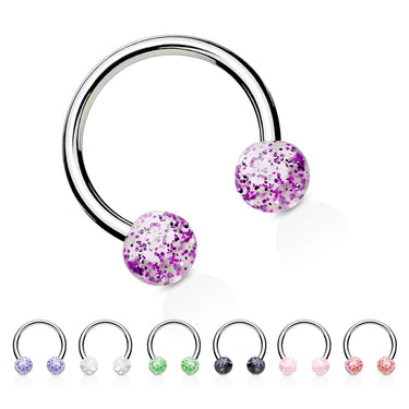 Glitter Acrylic Horseshoe Body Jewellery - Circular Barbell / Horse Shoe. Navel Rings Australia.