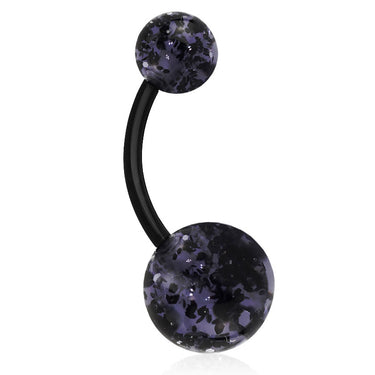 Glimmer with GLITTER UltraComfort Belly Bar - Basic Curved Barbell. Navel Rings Australia.