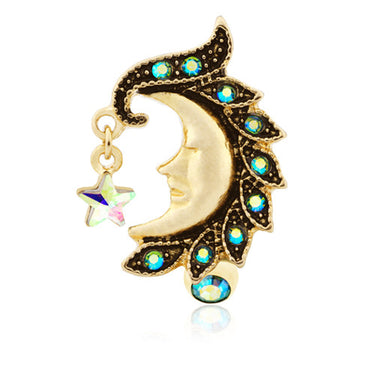 Golden Bohemian Moon Belly Piercing Ring - Reverse Top Down Belly Ring. Navel Rings Australia.