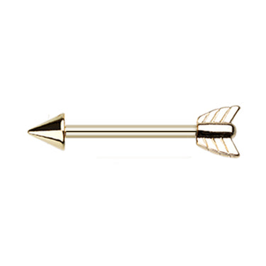 Gold Bow Arrow Nipple Barbell Ring - Nipple Ring. Navel Rings Australia.