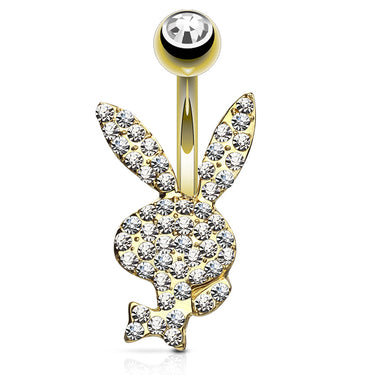 Official ©Playboy Motley Belly Rings with Gold Plating - Fixed (non-dangle) Belly Bar. Navel Rings Australia.
