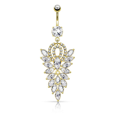 Glitz Blitz Belly Dangle with Gold Plating - Dangling Belly Ring. Navel Rings Australia.