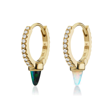 Single Opal Spike with DIAMONDS. Eternity Earring by Maria Tash in 18K Gold