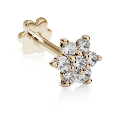 Diamond Flower Earring by Maria Tash in 18K Yellow Gold. Flat Stud. - Earring. Navel Rings Australia.