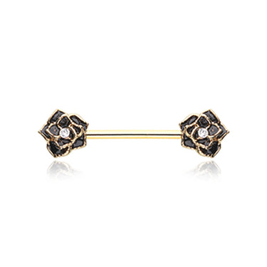 Classic Glam Rose Nipple Piercing Jewellery with Gold Plating - Nipple Ring. Navel Rings Australia.