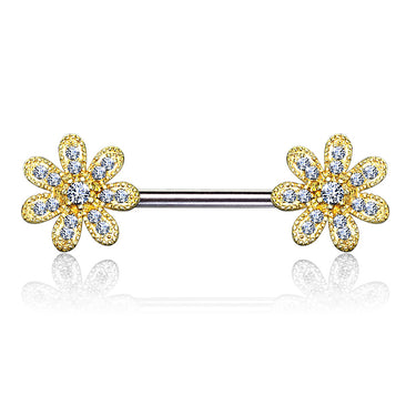 Fusioń Flower Nipple Jewellery with Gold Plating - Nipple Ring. Navel Rings Australia.