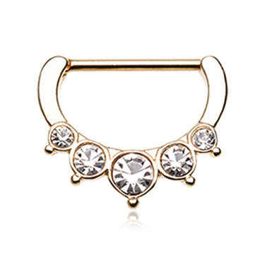 Classic Bezel Pave Nipple Clicker with Gold Plating - Nipple Ring. Navel Rings Australia.