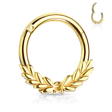 Laurel Wreath Clicker Body Jewellery with Gold Plating - Septum. Navel Rings Australia.