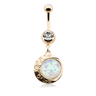 Golden Opal Eclipse Belly Ring - Dangling Belly Ring. Navel Rings Australia.