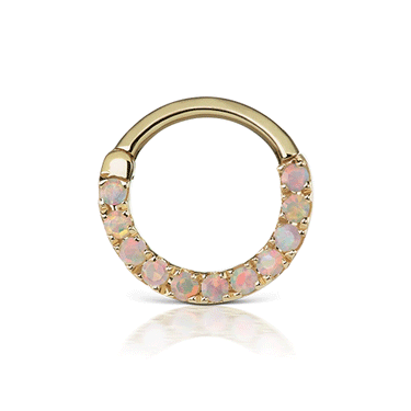 Opal Horizontal Eternity Hoop Earring by Maria Tash in Yellow Gold