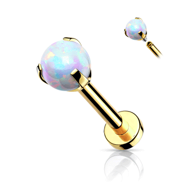 Mystic Opal Internally Threaded Body Jewellery with Gold Plating. Labret, Monroe, Tragus and Cartilage Earrings.