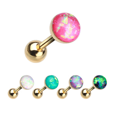 Classic Opal Stud Earring in Gold. Tragus and Cartilage Piercings. - Earring. Navel Rings Australia.