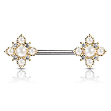 April Pearl Nipple Jewellery with Gold Plating - Nipple Ring. Navel Rings Australia.