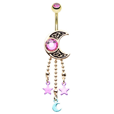 Spaced Out Moon Pastels Belly Bar - Dangling Belly Ring. Navel Rings Australia.