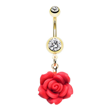 Kissed by a Rose Belly Dangle - Dangling Belly Ring. Navel Rings Australia.