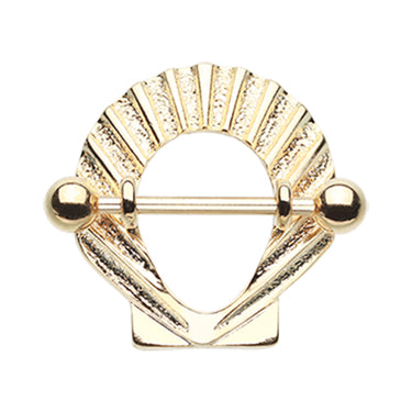 Gold Seashell Nipple Shield Ring - Nipple Ring. Navel Rings Australia.