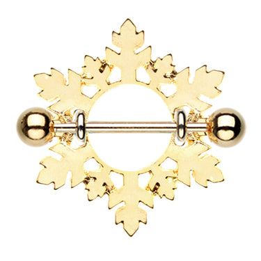 Gold Snowflake Nipple Shield Ring - Nipple Ring. Navel Rings Australia.