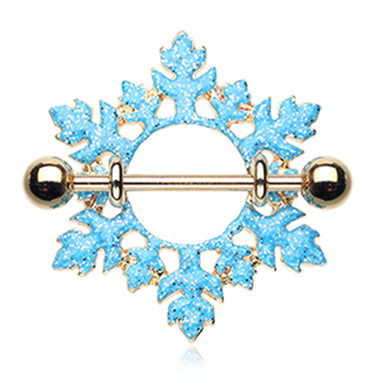 Golden Glam Snowflake Nipple Shield Ring - Nipple Ring. Navel Rings Australia.