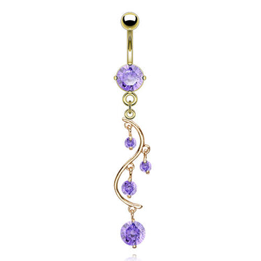 Chandelier Vine Navel Ring in Gold - Dangling Belly Ring. Navel Rings Australia.