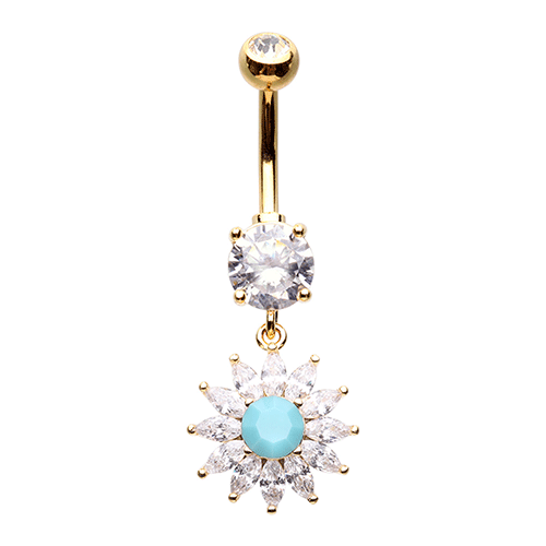 Turquoise Behati Sun Belly Dangle with Gold Plating