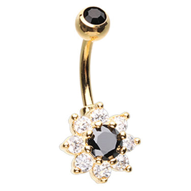 Golden Midnight Beauteous Daisy Belly Ring - Fixed (non-dangle) Belly Bar. Navel Rings Australia.