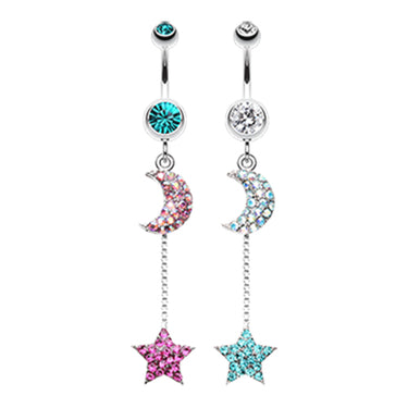 Aurora's Galactic Charmer Belly Dangle - Dangling Belly Ring. Navel Rings Australia.