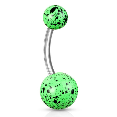 Fluorescent Paint Splat Belly Bars - Basic Curved Barbell. Navel Rings Australia.