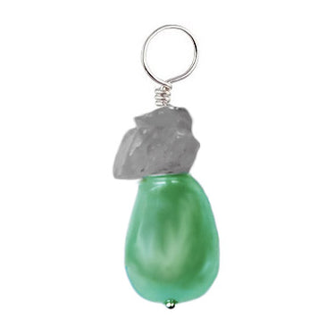 Saltwater Silver Ocean Green Pearl Swinger - TummyToys® Swinger Charm. Navel Rings Australia.