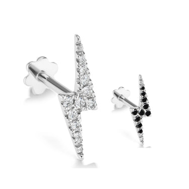 Authentic Lightning Bolt Diamond Earring by Maria Tash in 14K White Gold. Flat Stud. - Earring. Navel Rings Australia.